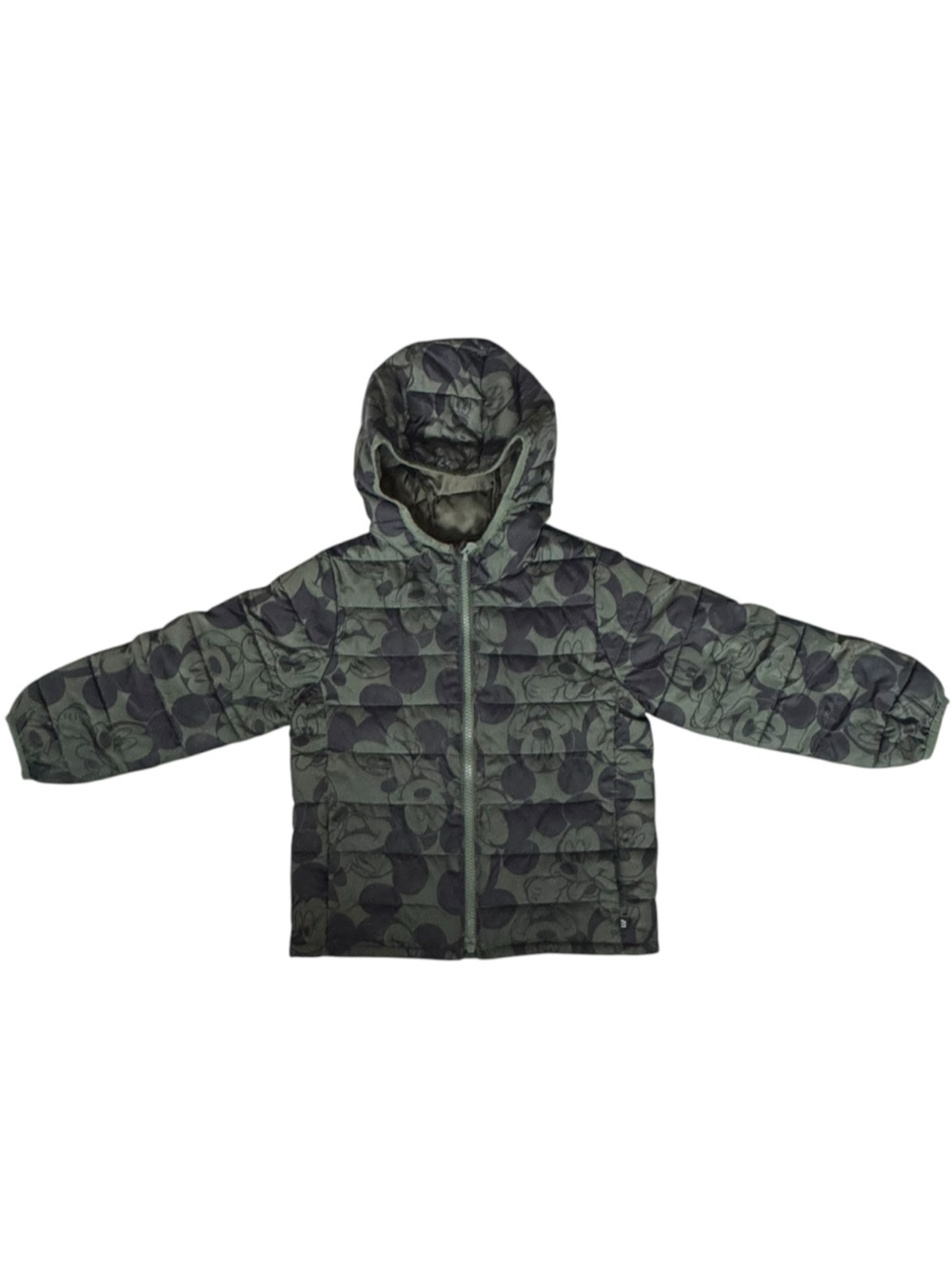 Baby Gap x Disney Mickey Mouse Camo Puffer Jacket Hooded Green Boys 5T